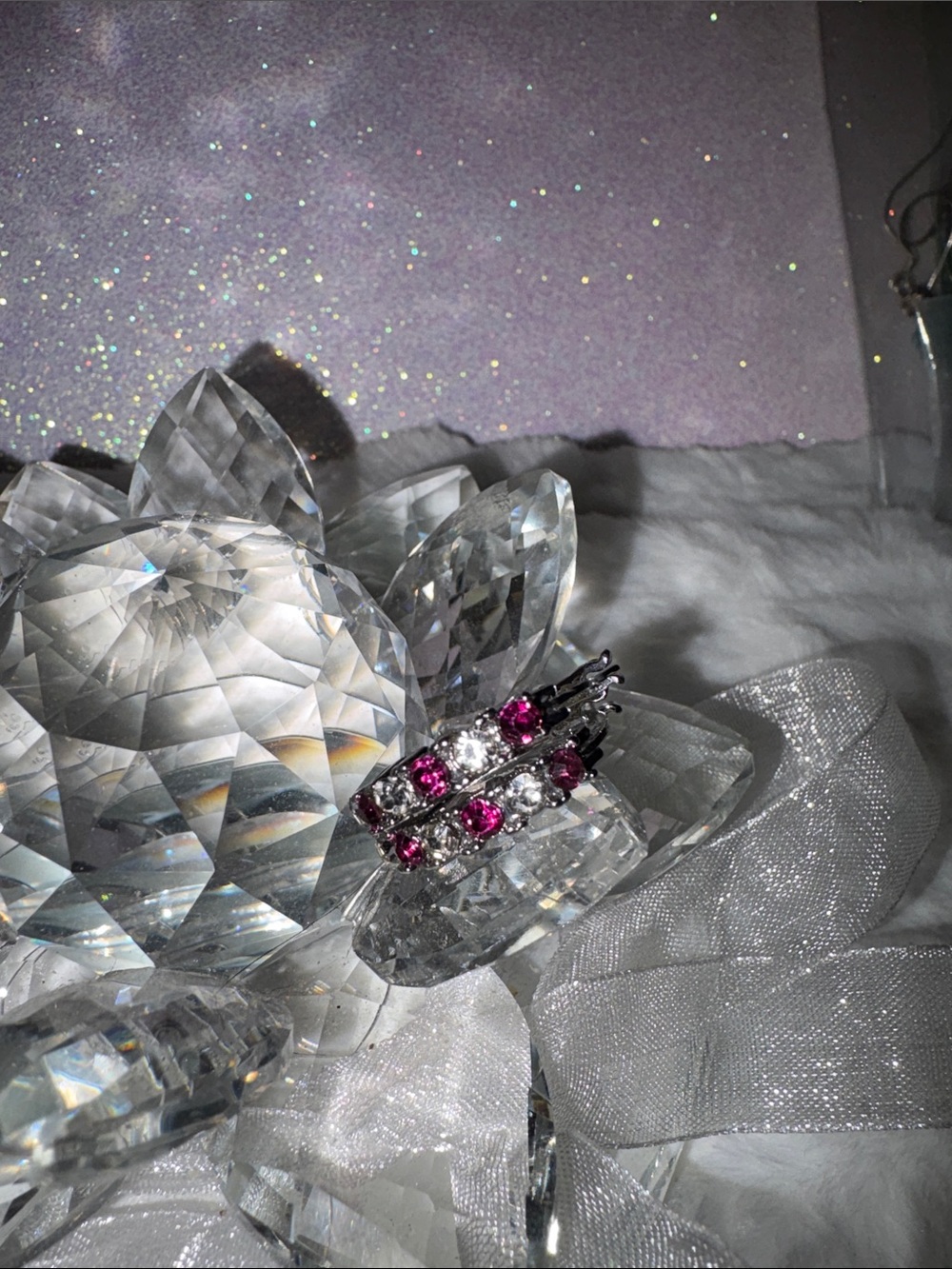 Pink Red Austrian Crystals earrings.